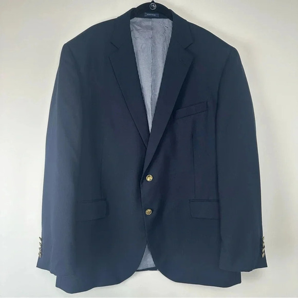 Stafford Other - Stafford Men’s Wool Blazer Size 46R Navy Gold Button Single Breasted
